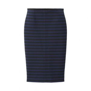 Uniqlo Medium Black & Blue Striped Pencil Skirt